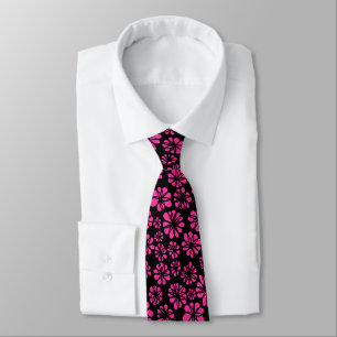 Corbata Flores - rosas fuertes en negro