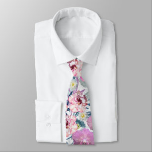 Corbata Flores rosas y orquídeas.
