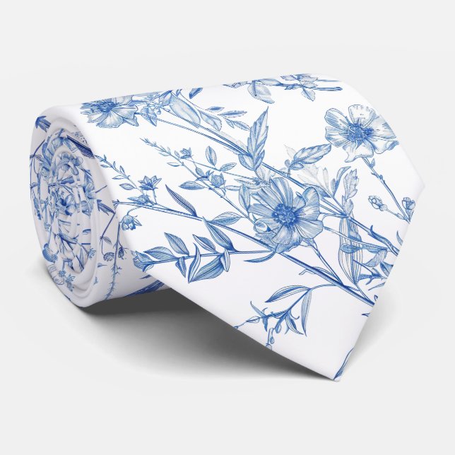 Corbata flores silvestres azules (Enrollado)