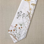 Corbata Flores silvestres beige naranja<br><div class="desc">corbatas de vegetación acuarela</div>