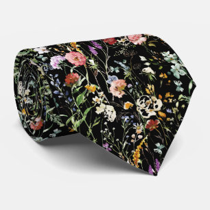 Corbata Flores silvestres boho acuarela primavera Flor