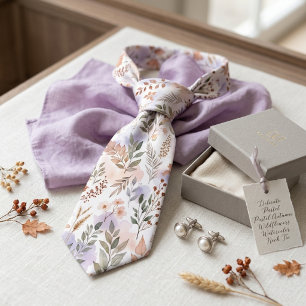 Corbata Flores silvestres de acuarela otoñales en pasteles