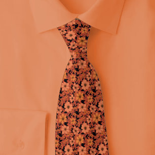 Corbata Flores silvestres de coral oscuro