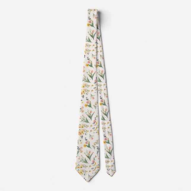 Corbata flores silvestres de jardín al acuarela Pradera pr (Anverso)
