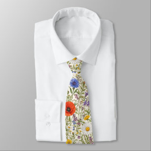 Corbata Flores Silvestres Delicadas de Pradera en Flor