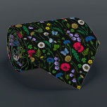 Corbata Flores silvestres en negro<br><div class="desc">Colección pintada a mano de varias flores silvestres.</div>