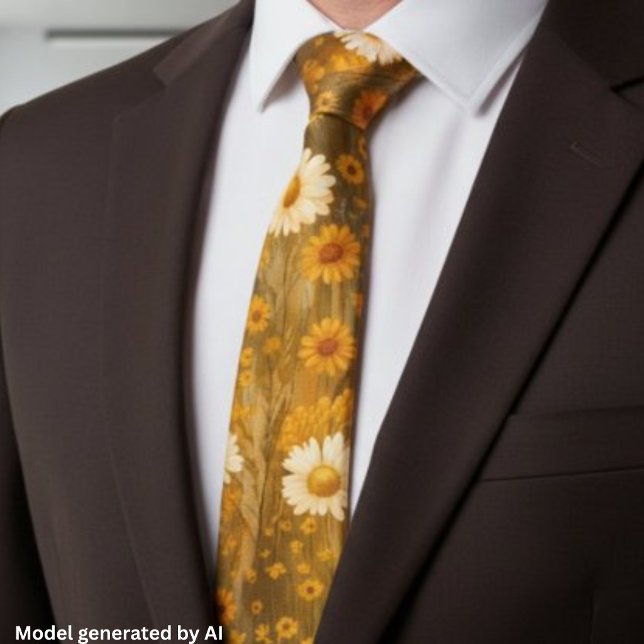 Corbata Flores silvestres margaritas doradas retro - Otoño (Subido por el creador)