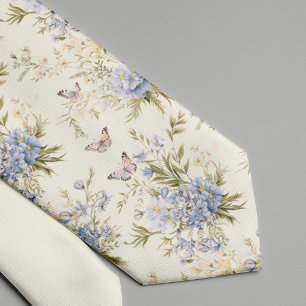 Corbata Flores silvestres pastel azul marfil jardín de pri