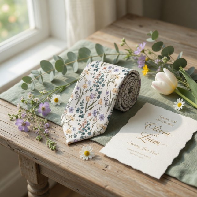 Corbata Flores Silvestres Pastel Elegantes (Subido por el creador)