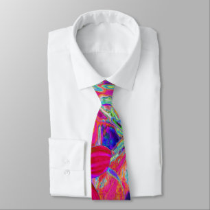 Corbata Flores Silvestres Psicodélicas Retro Carmesí y Mag