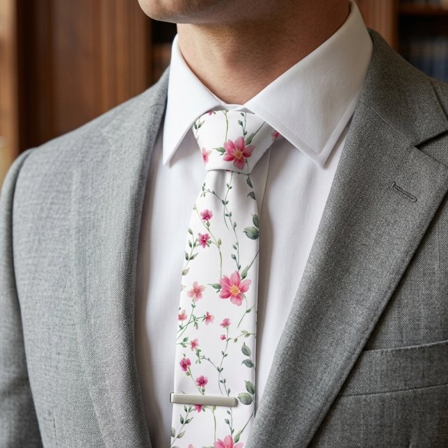 Corbata Flores silvestres rosadas boho modernas únicas (Subido por el creador)