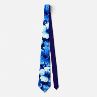 Corbata Flores tropicales hawaianas Hibiscus Cobalt Blue