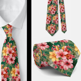 Corbata Flores Tropicales Hibiscus Calzado de cuello de ve