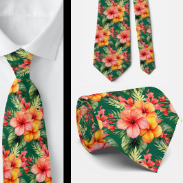 Corbata Flores Tropicales Hibiscus Calzado de cuello de ve