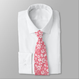 Corbata Flores tropicales rosadas modernas