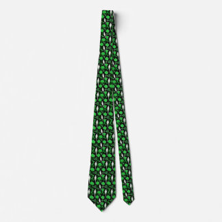 CORBATA FLORES VERDES ART DECO, PARROS BLANCOS EN NEGRO