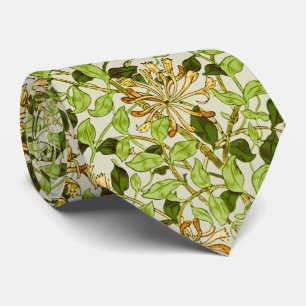 Corbata Flores Verdes de Madreselva de William Morris