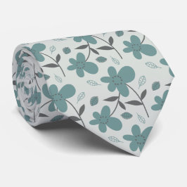 Corbata Flores verdes dibujadas a mano Diseño Necktie