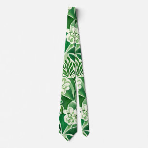 Corbata Flores verdes, elegante diseño floral