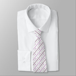 Corbata Flores vintage patrón de rayas blanco beige rosa