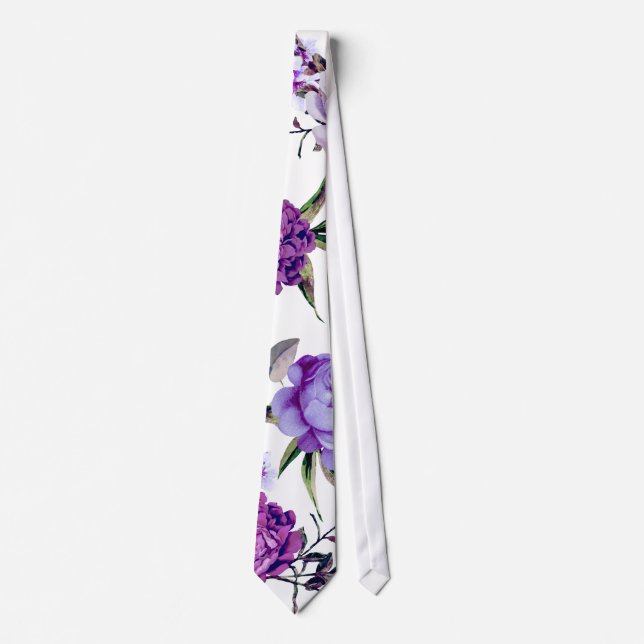 Corbata Flores violetas femeninas elegantes de la púrpura (Anverso)