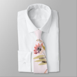 Corbata Flores y hojas de color de agua de época