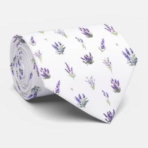 Corbata Flores y hojas de lavanda acuáticas