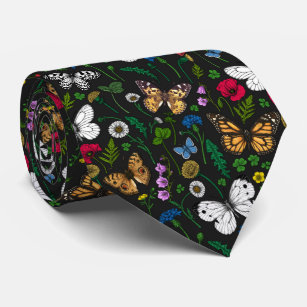 Corbata Flores y mariposas silvestres 2