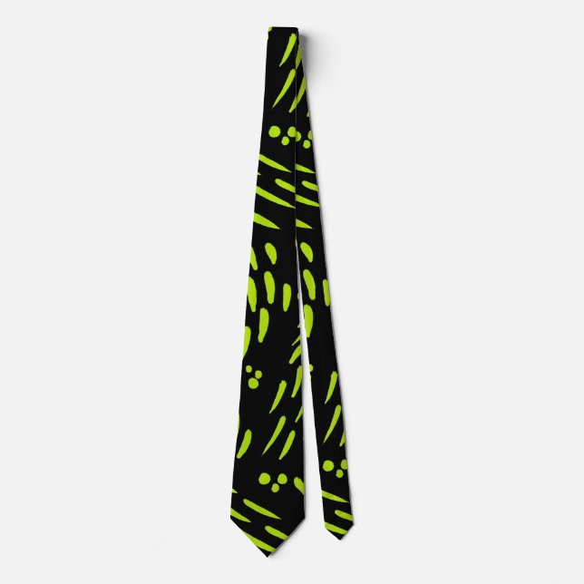 Corbata Flujo en verde limón y negro (Anverso)