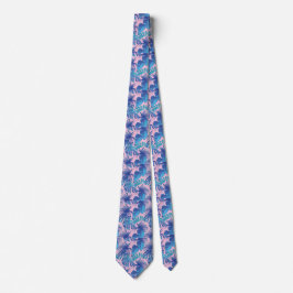 Corbata Foliage tropical rosa y azul personalizado