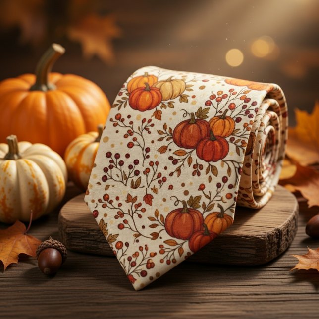 Corbata  Foliaje de Otoño Rústico y Calabazas  (Subido por el creador)