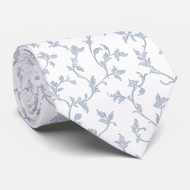 Corbata Follaje azul delicado (Enrollado)