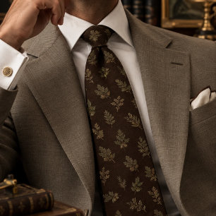 Corbata Follaje Botánico Old Money Roble Olivo Espresso