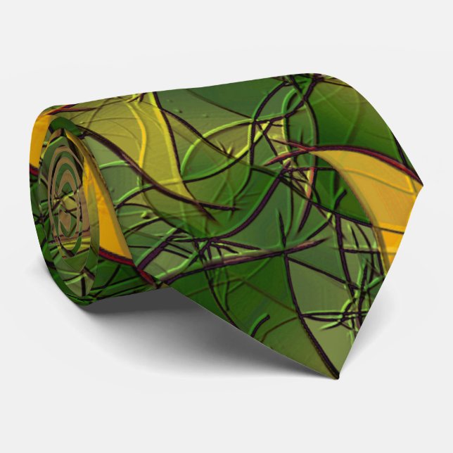 Corbata Follaje virtual amarillento tallado con hexágonos  (Enrollado)