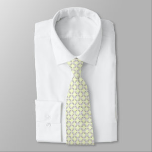 Corbata Fondo amarillo floral blanco de lujo