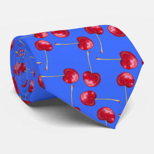 Corbata Fondo azul de las cerezas americanas