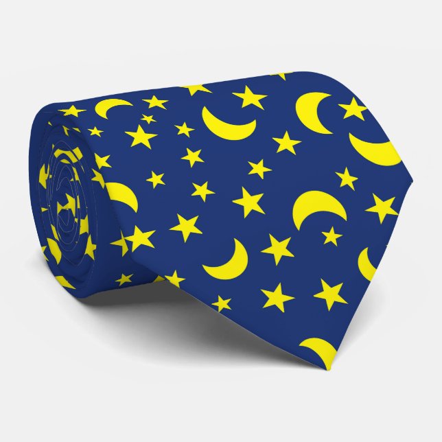 Corbata Fondo azul Moon and Stars (Enrollado)
