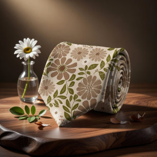 Corbata Fondo beige floral boho