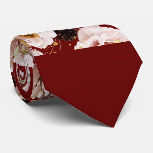 Corbata Fondo boho H2 Rosas Polvorientas Burgundy Crisante