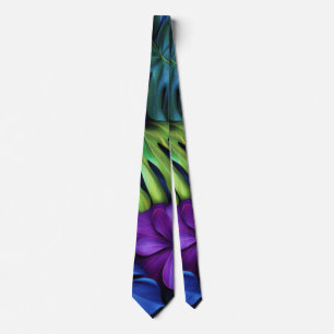 Corbata Fondo de hojas tropicales Monstera neón vibrante