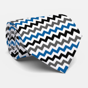 Corbata Fondo del patrón Chevron Azul Gris Negro Blanco