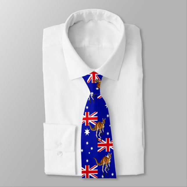 Corbata Fondo del patrón de bandera australiano del cangur (Atado)