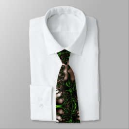Corbata fondo fractal blanco verde cósmico