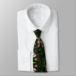 Corbata fondo fractal blanco verde cósmico