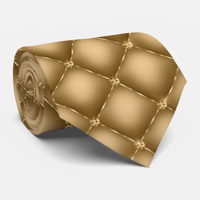 Corbata Fondo gris dorado y perlas (Enrollado)