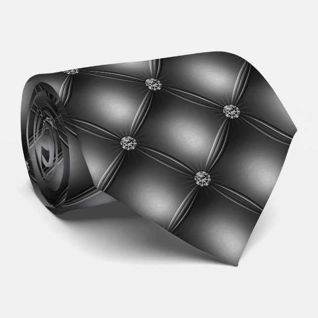 Corbata Fondo gris oscuro y perlas (Enrollado)