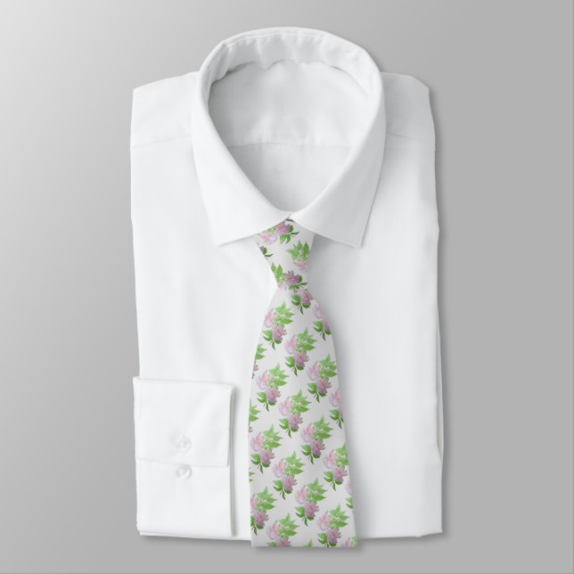 Corbata "fondo gris suave con flores rosas (Atado)