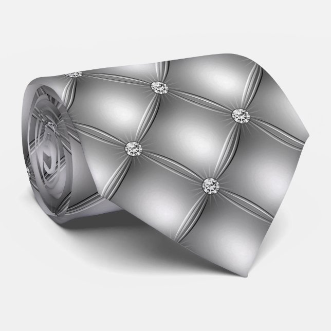 Corbata Fondo gris y perlas (Enrollado)