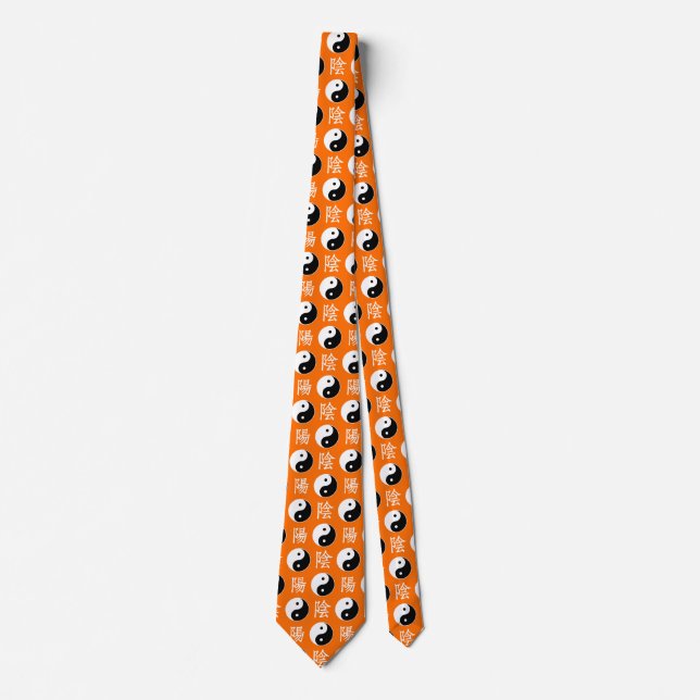 Corbata Fondo naranja Patrón chino Yinyang (Anverso)