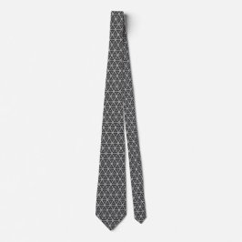 Corbata fondo negro del patrón hexegón blanco geométrico
